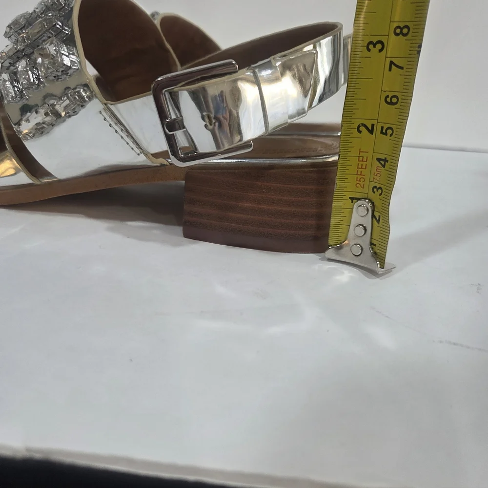 Zara Silver Embellished  Sandals Sz.38 - Picture 5 of 7